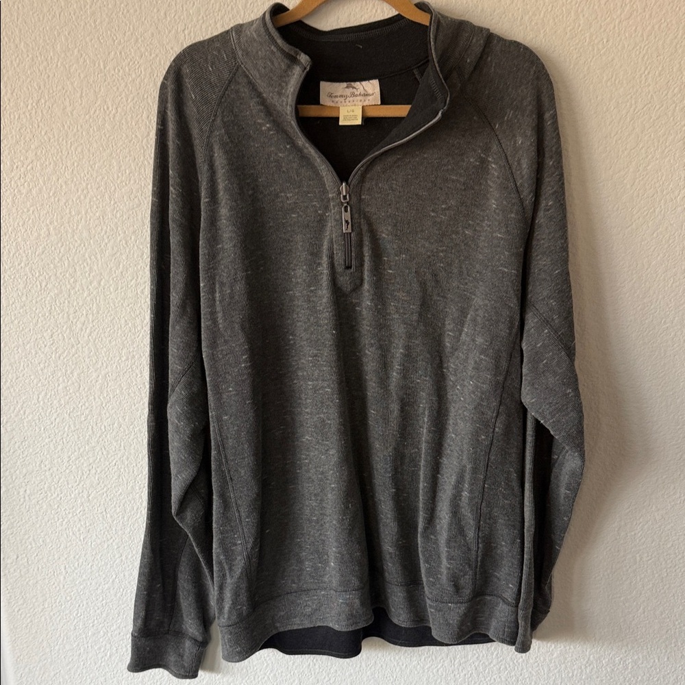 Tommy Bahama Men’s‎ L Charcoal Reversible Zip-Up Sweater